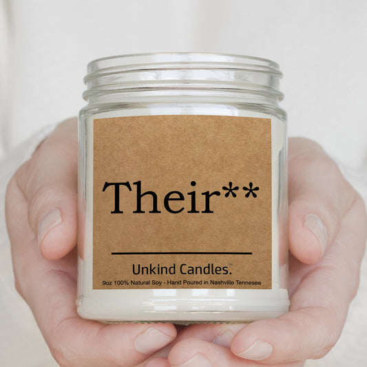 Their** Grammar Correction, autocorrect funny, Soy Candle - Adult Funny Gift. - Inappropriate home decor, gag gift, romantic.