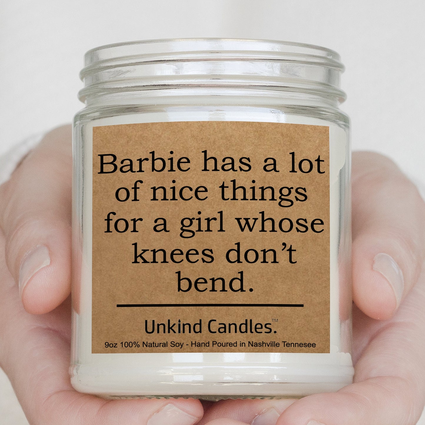 Barbie's Nice Things. Funny naughty soy candle gag gift.