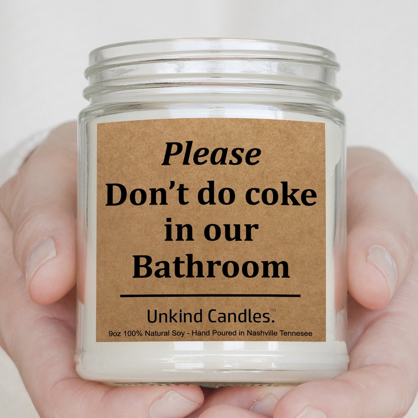 Please Don't do Coke in Our Bathroom, Soy Candle. Funny Birthday/ Housewarming Gift, Gag Gift, White Elephant. Inappropriate home décor