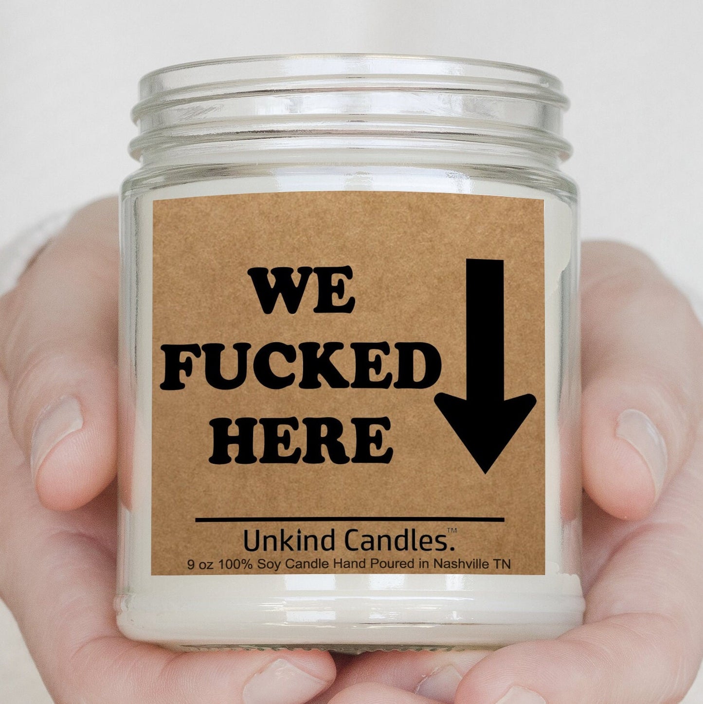 We fucked here, Soy Candle - Inappropriate home decor, birthday gift, housewarming, funny, Valentines Day Gift for him, her, husband, wife