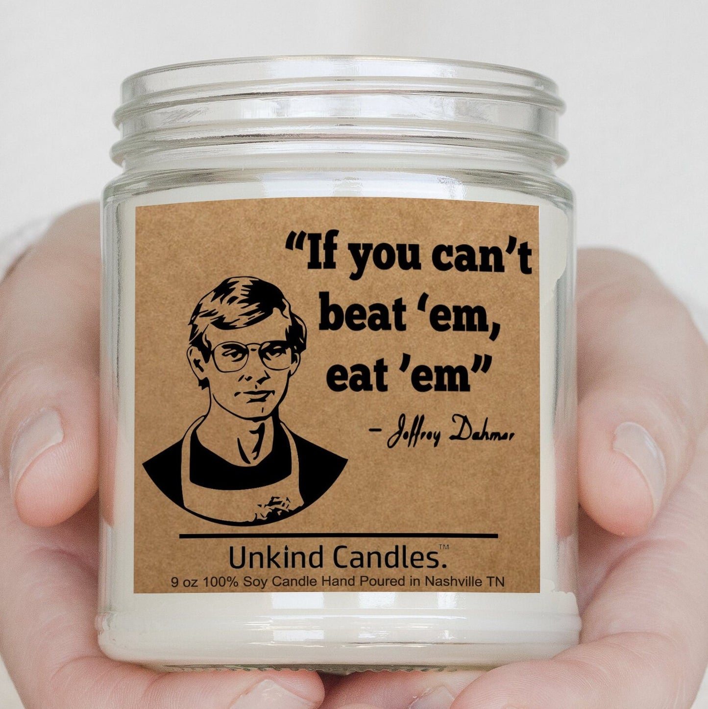 Jeffery Dhamer, Funny Adult humor candle, Serial Killer, Gift for True Crime, Horror fan. Joke, Quote, Home Decor, White Elephant, gag gift