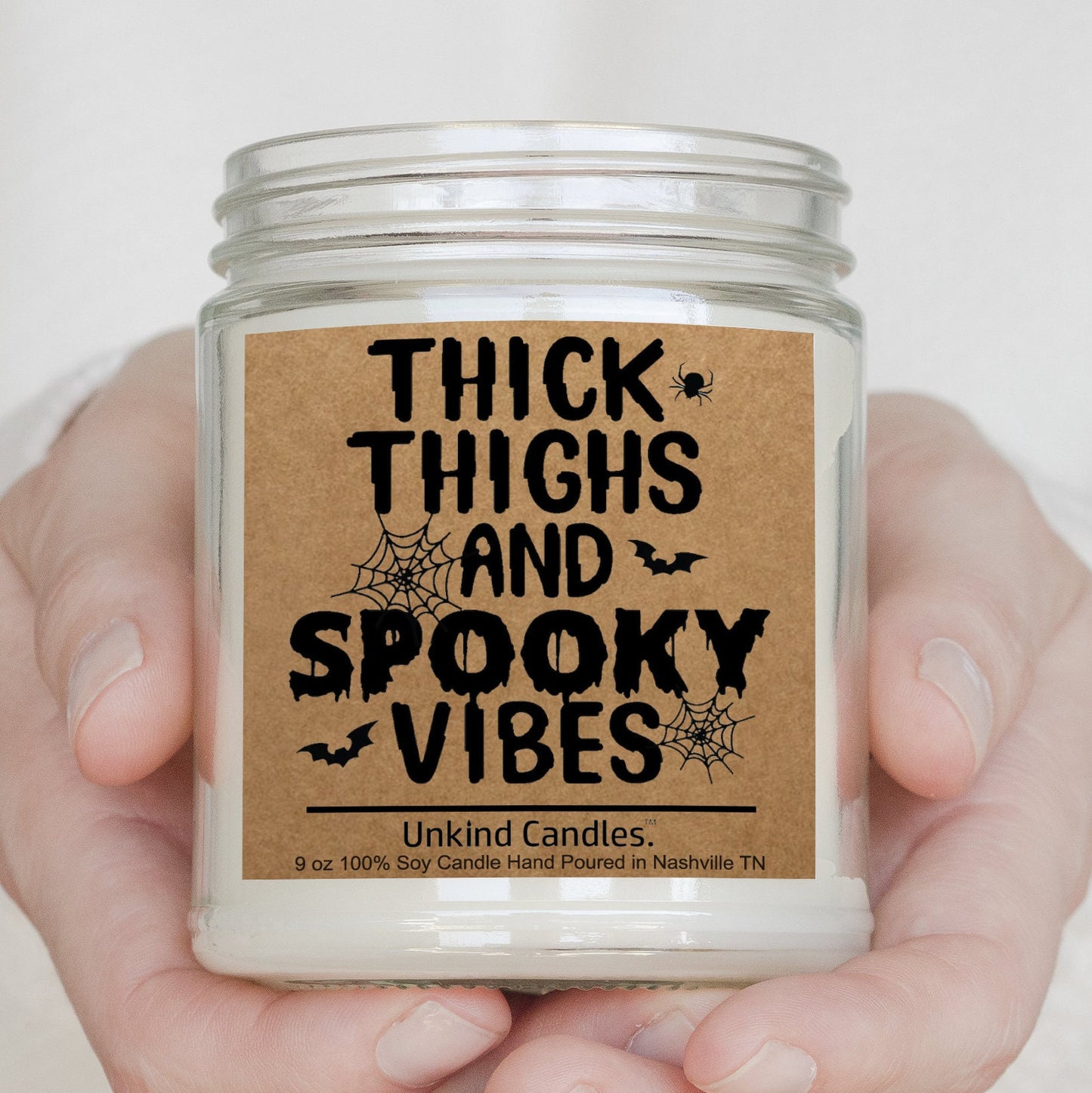 Thick Thighs and Spooky Vibes, Soy Candle. Funny Birthday, Gag Gift, White Elephant. Inappropriate home décor, Halloween, Gift for her