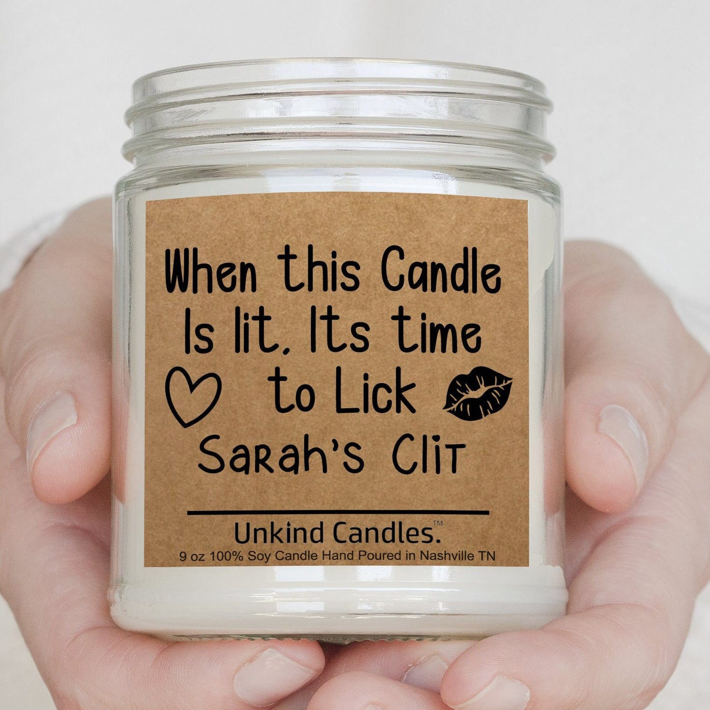 Personalized Valentines Day gift for her, Sexy Soy Candle. When this candle is lit its time to lick her clit. Gift for Wife, Girlfriend.