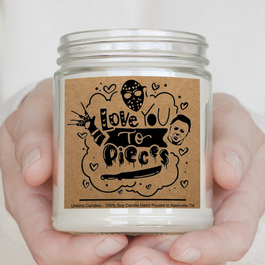 Horror Lovers Handmade Valenties day candle, Horror fan, Freddy, Jason, Michael Meyers Halloween BDSM, Kinky, Bondage, Choke Me, Eat Me