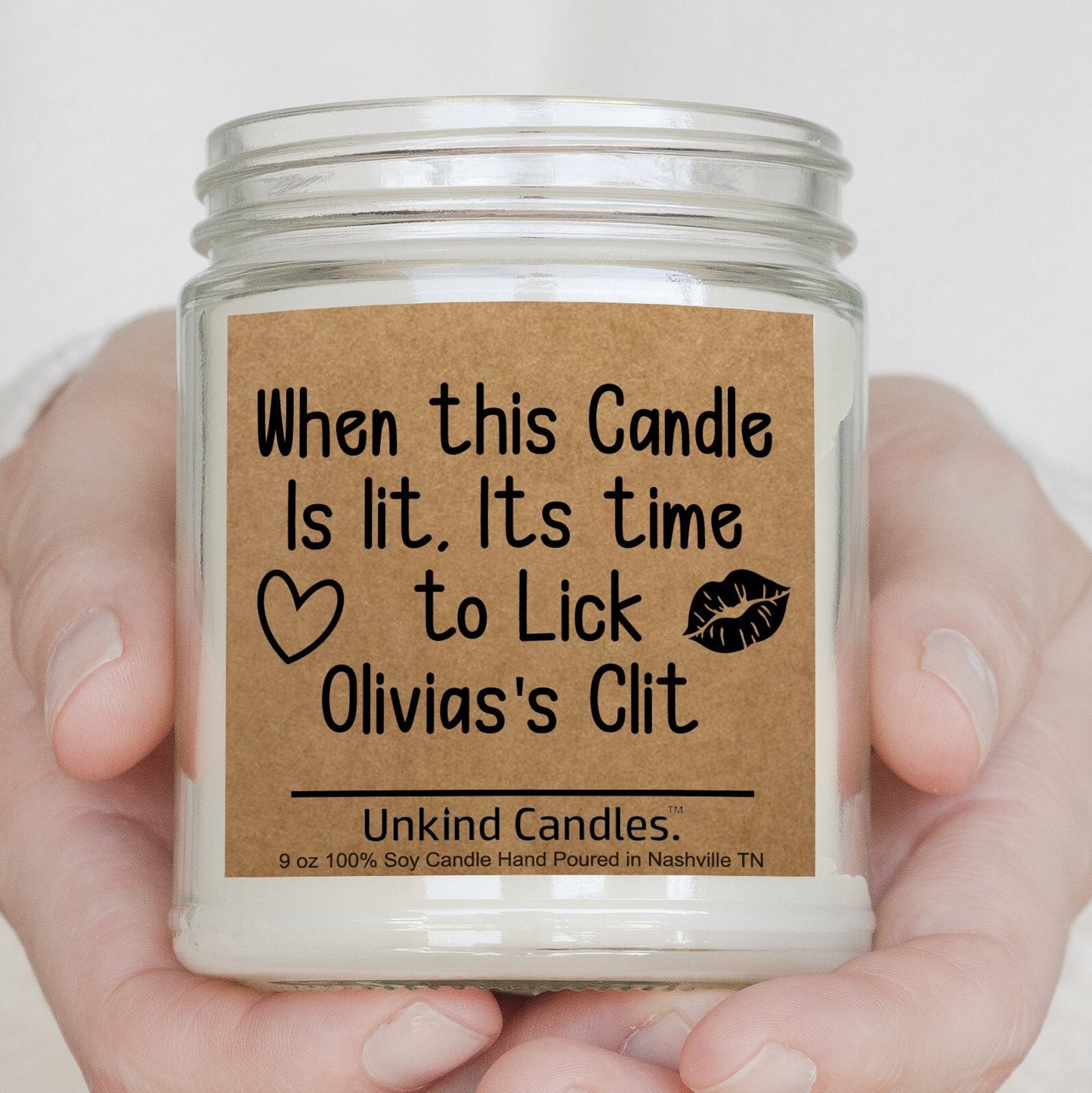 Personalized Valentines Day gift for her, Sexy Soy Candle. When this candle is lit its time to lick her clit. Gift for Wife, Girlfriend.