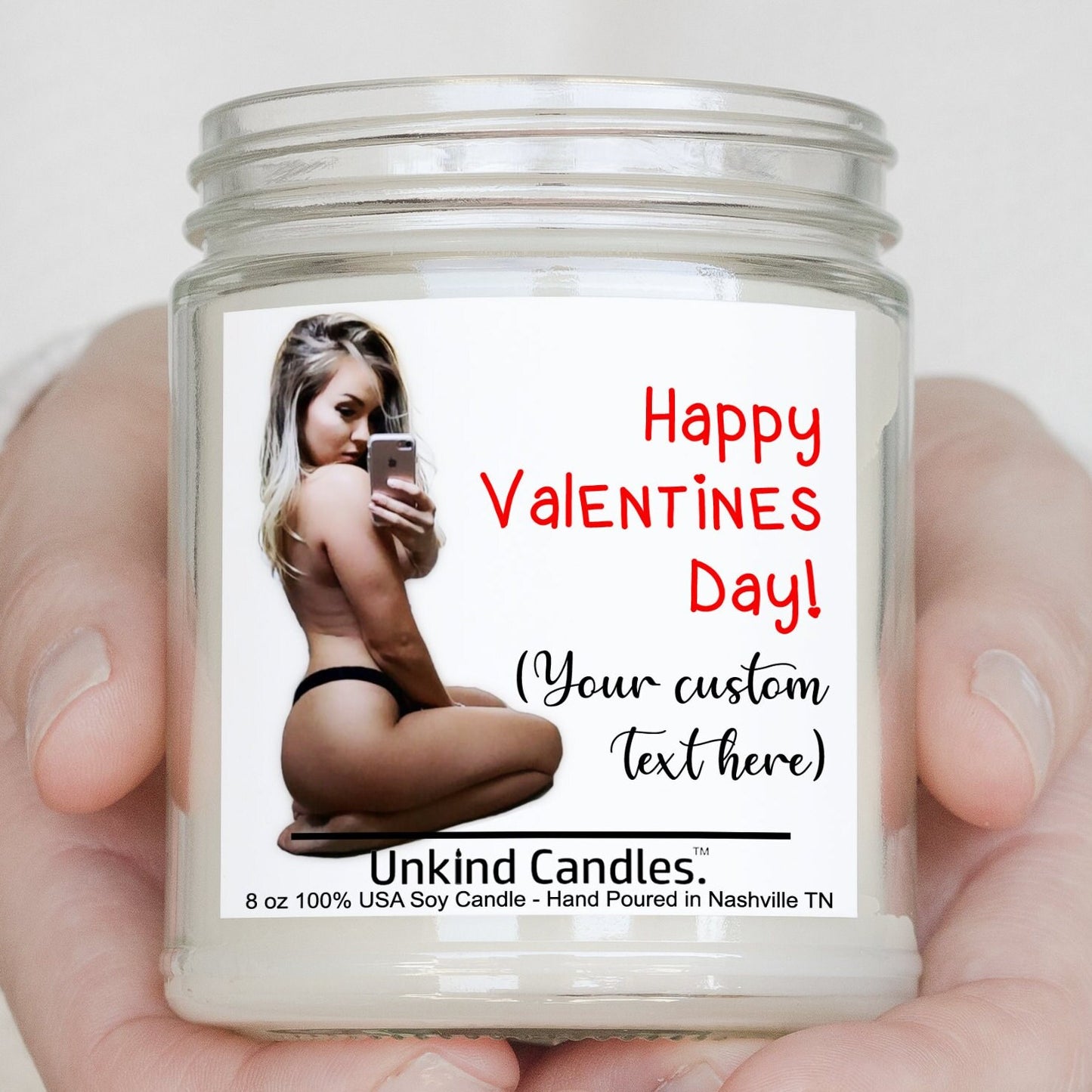 Custom Valentines Day Naughty Photo Candle