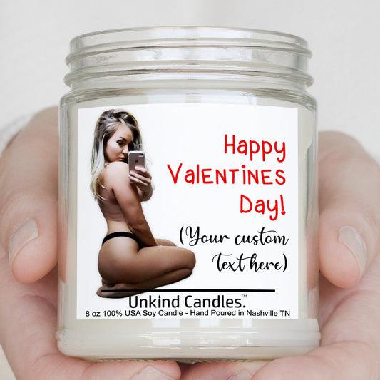 Custom Valentines Day Naughty Photo Candle