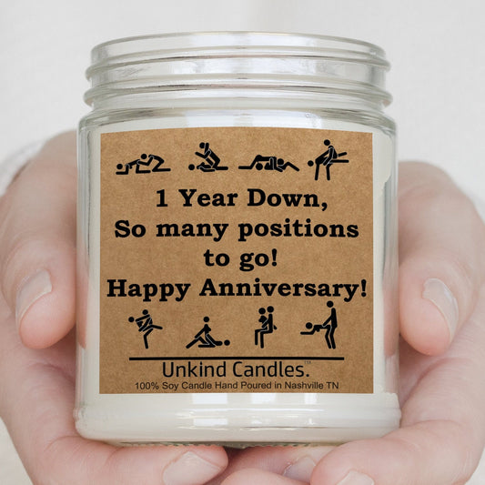 One Year down, Funny Handmade Soy Candle. Sexy Anniversary gift for him, for her, boyfriend, Anniversary gift, naughty, 1st year anniversary