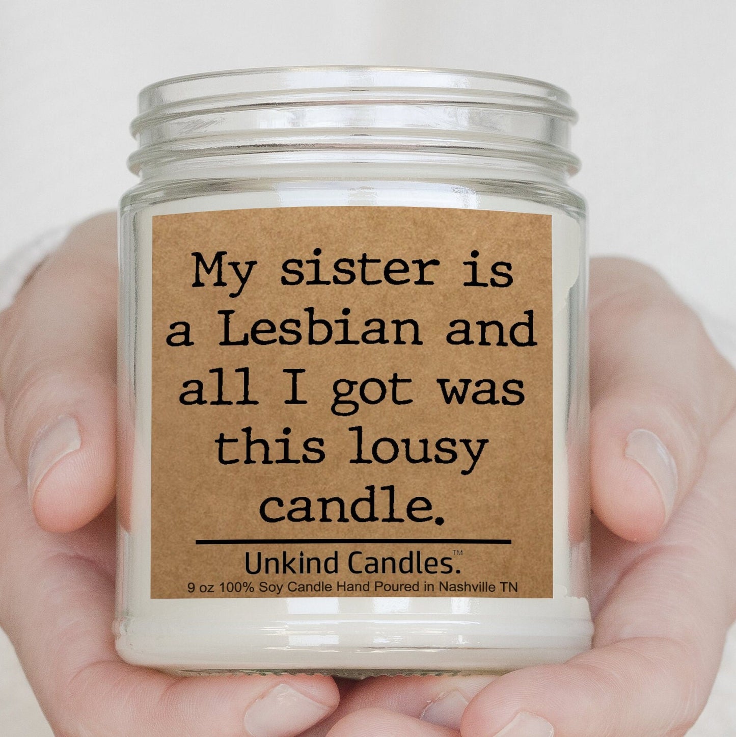 Lesbian Sister gift, Funny Handmade Soy Candle. Ally Gift, Coming out Gift.