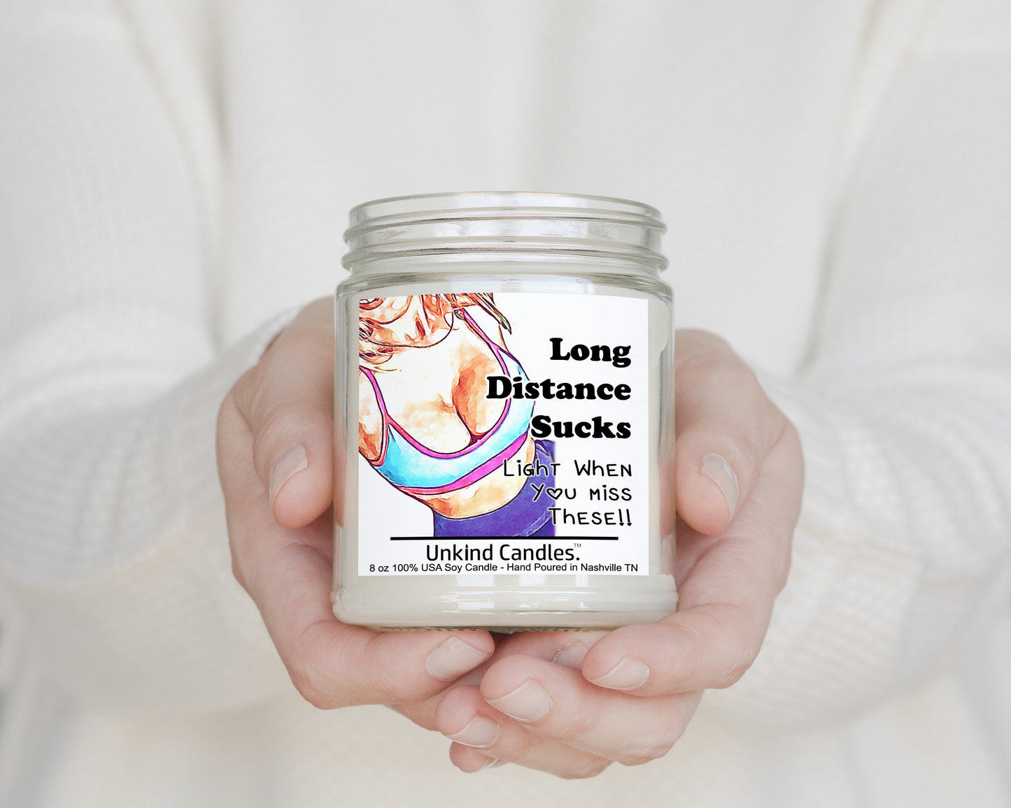 Long Distance Sucks, Custom Photo Candle. Light when you miss these. Funny Handmade Soy Candle. Relationship gift for him. Boyfriend gift.