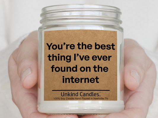 Online Dating, Funny Handmade Soy Candle. Gift for him her, Anniversary birthday, tinder, bumble, hinge. relationship, long distance.