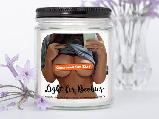 Light for Boobies, Custom Photo Candle.Sexy Valentines Vday anniversary, Handmade Soy Candle. Relationship gift for him. Boyfriend gift.